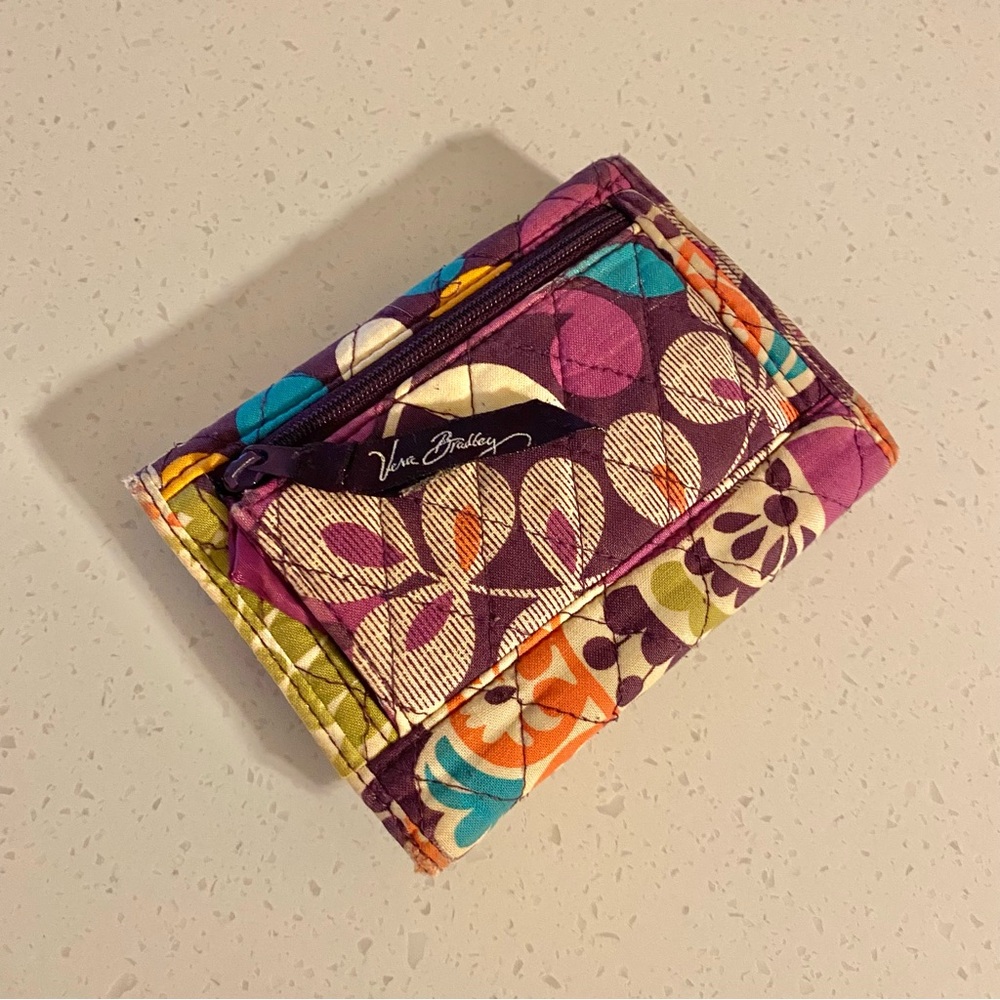 Vera Bradley Plum Crazy Compact Euro Wallet Cotton